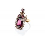 Ring with garnets and diamonds 2nd half of 20th century, jewelry