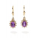 Earrings and ring with amethysts and diamonds early 21st century jewelry