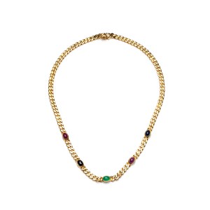 Necklace with sapphires, rubies and emerald late 20th century, jewelry