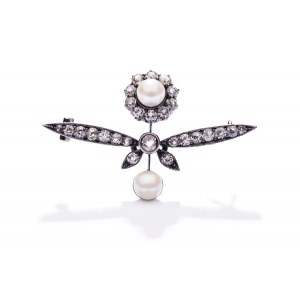 Brooch with diamonds and pearls k. 19th century, jewelry