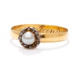 Pearl ring with diamonds 2nd half of 19th century, jewelry