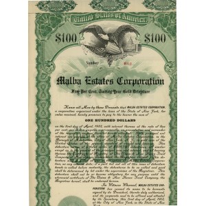 USA - Malba Eststes Corporation 100 USD 1933r