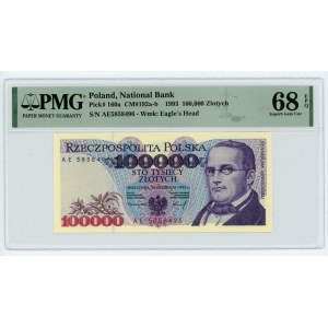 100.000 złotych 1993 - seria AE - PMG 68 EPQ