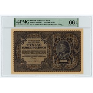 1000 marek polskich 1919 - III SERJA J -wąska numeracja - PMG 66 EPQ
