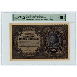 1000 marek polskich 1919 - III SERJA R -szeroka numeracja - PMG 66 EPQ