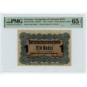 Poznan/Posen - 1 Rubel 1916 - Klausel ...erwirbt... kleine Schrift - PMG 65 EPQ
