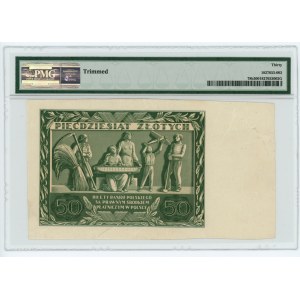 50 złotych 1936 - seria AN - awers bez druku głównego - PMG 30