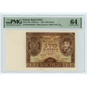 100 zloty 1934 - BH series - PMG 64 - additional watermark +X+