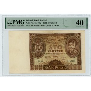 100 złotych 1932- RZADKA seria AA - PMG 40