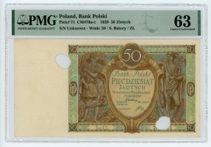 50 zloty 1929 - Ser. ED. Deleted - PMG 63