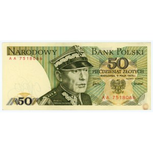 50 złotych 1975 - seria AA - RZADKA