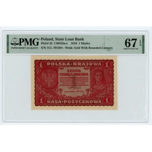 1 marka polska 1919 - I serja CL - PMG 67EPQ