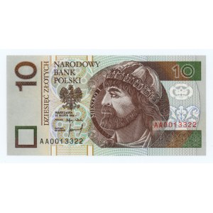 10 złotych 1994 - seria AA niski numer