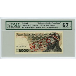 2.000 złotych 1982 - seria BP - WZÓR/SPECIMEN -numer 0000834 PMG 67 EPQ