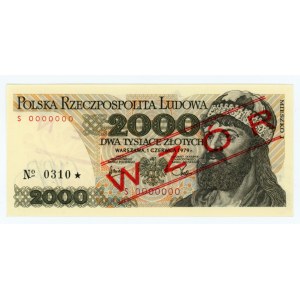 2,000 zloty 1979 - series S 0000000 - MODEL/ SPECIMEN- No 0310*.