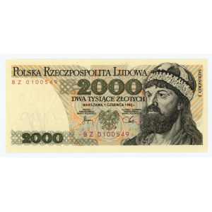 2,000 zloty 1982 - BZ series