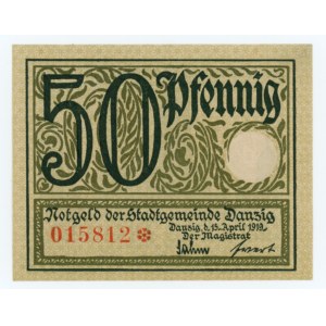 Wolne Miasto Gdańsk, 50 fenigów (pfennig) 1919, Gdańsk