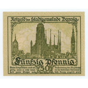 Wolne Miasto Gdańsk, 50 fenigów (pfennig) 1919, Gdańsk