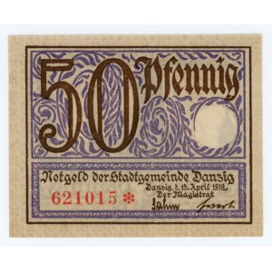 Free City of Danzig, 50 fenig (pfennig) 1919, Danzig