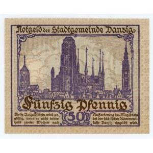 Wolne Miasto Gdańsk, 50 fenigów (pfennig) 1919, Gdańsk