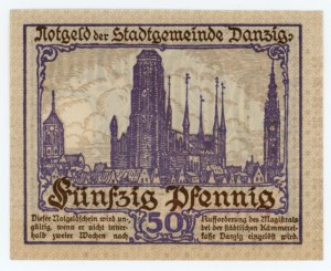 Free City of Danzig, 50 fenig (pfennig) 1919, Danzig