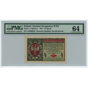 1/2 polnische Marke 1916 - Jenerał Serie A - PMG 64