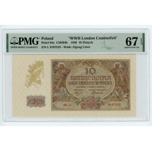 10 gold 1940 - London Counterfeit - L series. - PMG 67 EPQ TOP POP