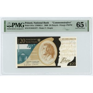 20 złotych 2009 - Fryderyk Chopin - PMG 65 EPQ