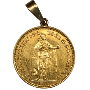ÖSTERREICH - Franz Joseph I - 10 Kronen 1897 Münze mit Anhänger