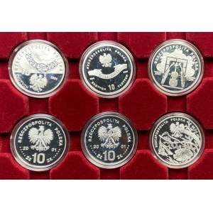 10 złotych 2001 - zestaw 6 sztuk