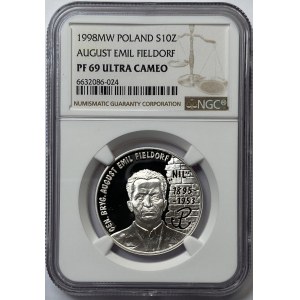 10 złotych 1998 - Gen. August Emil Fieldorf - Nil - NGC PF 69 ULTRA CAMEO