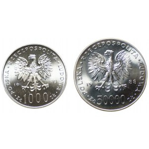 1000 Zloty 1983, 50 000 Zloty 1988 - Satz von 2 Stück