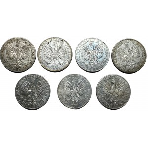 10 złotych (1933-1934) Głowa Kobiety - zestaw 7 sztuk monet