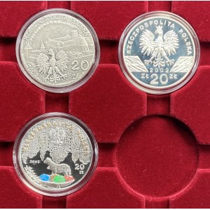 20 złotych 2002 oraz 2003 - zestaw 3 sztuk