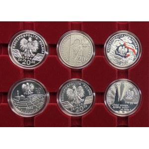 20 złotych 2004 oraz 2005 - zestaw 6 sztuk