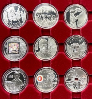 10 złotych 2008-2009 - zestaw 9 sztuk
