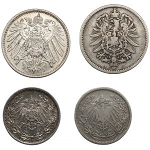 DEUTSCHLAND - Satz von 4 Stücken von 1/2 Münzen und 1 Marke 1876-1916