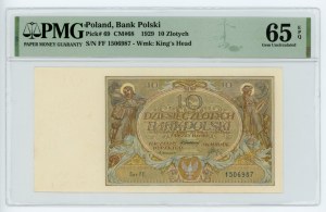 10 złotych 1929 - seria FF - PMG 65 EPQ