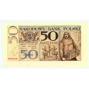 50 Zloty 1962 autographed by Andrzej Heidrich - obverse of the design EXTRACT
