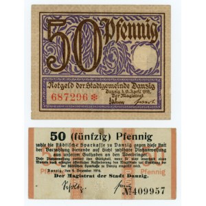 SET Freie Stadt Danzig, 50 Pfennig und GDAŃSK - 50 Pfennig 1916