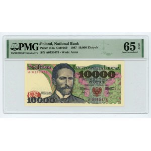 10.000 PLN 1987 - Serie A - PMG 65 EPQ
