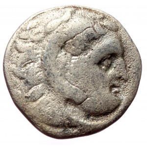 Kings of Macedon, Alexander III, The Great AR Hemidrachm (Silver, 2.78g, 17mm) 310-301 BC. Kolophon. Obv: Head of Hera