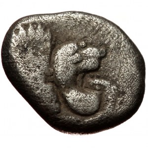 Ionia, Miletus, AR obol or 1/12 of stater (Silver, 9,6 mm, 1,09 g), late 6th-5th centuries BC. Obv: Forepart of roaring