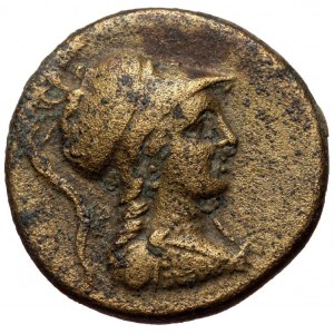 Phrygia. Apameia, AE 22 (bronze, 6,78 g, 22 mm), ΦIΛOKΡATOYΣ AΡIΣTEOY (ca. 133-48 BC) Obv. Draped bust of Athena right i