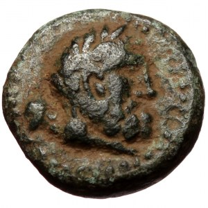 Pisidia, Selge, AE13 (bronze, 3,00 g, 13 mm) 2.-1. cent. BC Obv: Bust of Herakles to right, club over left shoulder