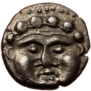 Pisidia, Selge, AR obol (silver, 0,94 g, 10 mm) 370-360 BC Obv: Gorgoneion facing