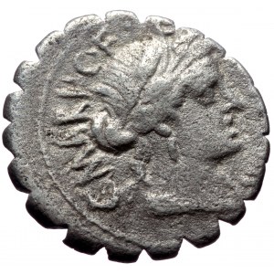C. Marius C.f. Capito AR Denarius serratus (Silver, 19mm, 3.49g) 81 BC