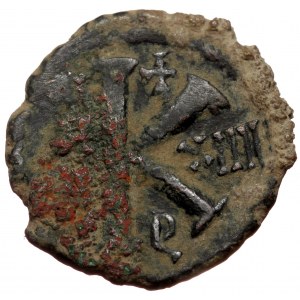 Maurice Tiberius (582-602) AE Half Follis (Bronze 5,74g 21mm) Antioch as Theopolis.
