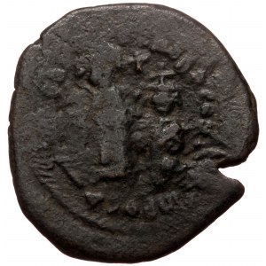 HERACLIUS with HERACLIUS CONSTANTINE (610-641) AE Follis (Bronze 10,37g 33mm) Cyzicus. Dated RY 3 (612/3, restriked o