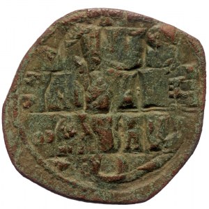 Constantine X Ducas (1059-1067) with Eudocia AE Follis (Bronze, 26mm, 5.93g) Constantinople (overstruck)